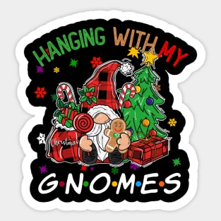 Funny Christmas Gnome Hanging With My Gnomies Family Pajamas Sticker